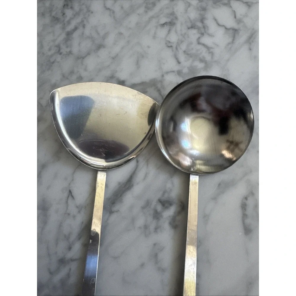 Spatula and Ladle Kitchen Utensils Ceramic Handles Blue And White Vintage